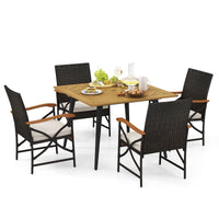 Tangkula Ensemble de salle à manger d'extérieur 5 pièces en rotin PE, table et chaises de jardin avec coussins