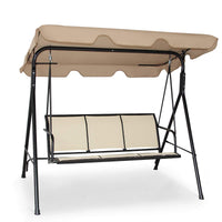 Tangkula 3 Person Patio Swing, Steel Frame with Polyester Angle Adjustable Canopy