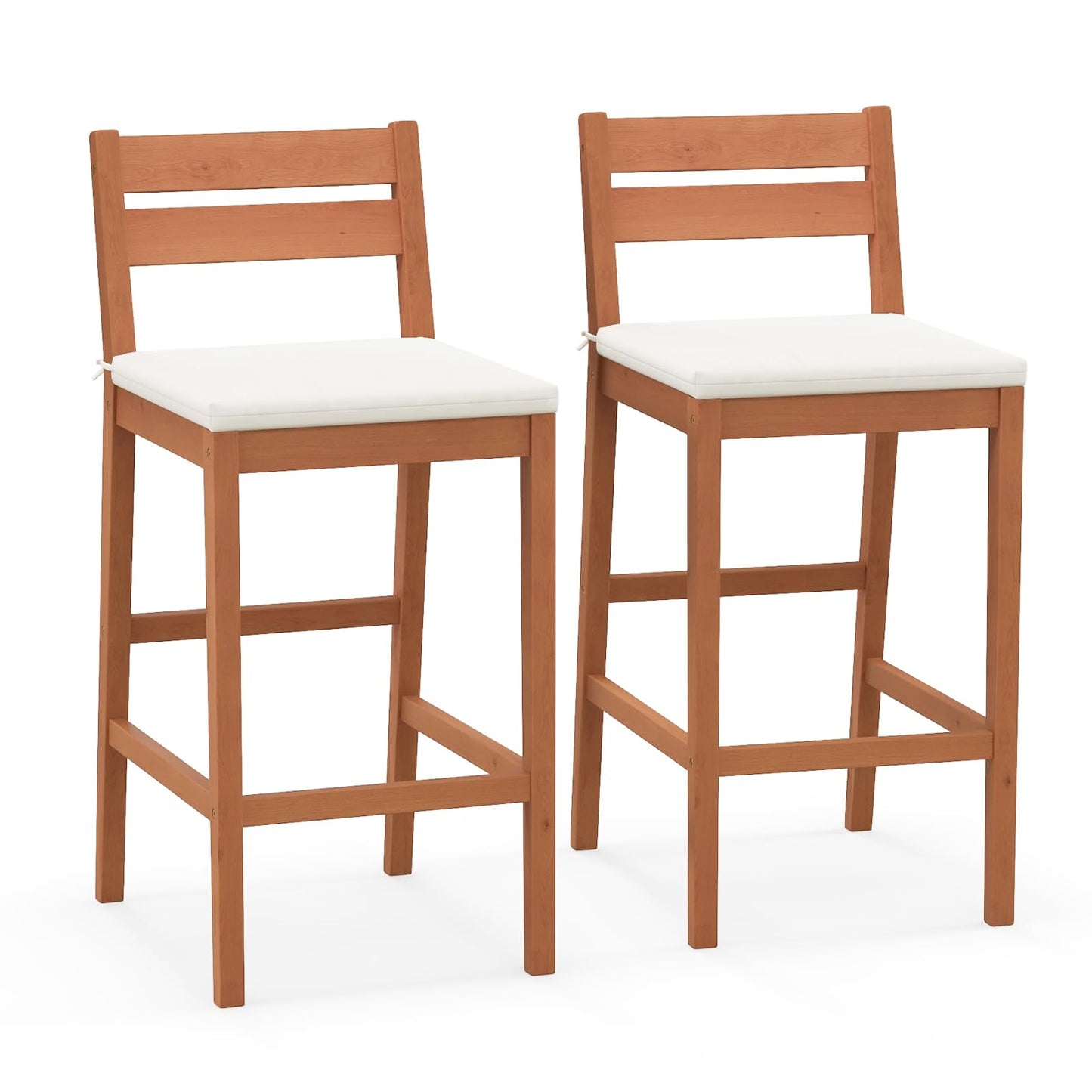 Tangkula Patio Eucalyptus Wood Bar Stools Set of 2/4