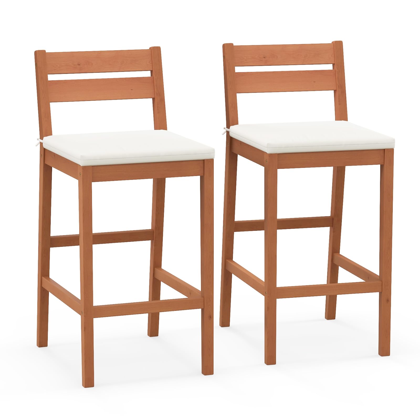 Tangkula Patio Eucalyptus Wood Bar Stools Set of 2/4