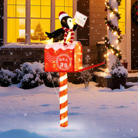 Tangkula 4,8 FT Pingouin Lumineux de Noël sur Boîte aux Lettres