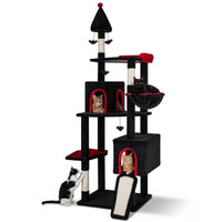 Tangkula 75" Tall Halloween Cat Tower with Sisal Scratching Posts & Ramp
