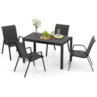 Ensemble de salle à manger Tangkula 5 pièces en rotin pour terrasse, table et chaises d'extérieur pour 4 personnes, plateau et assise en osier tissé à la machine (marron)