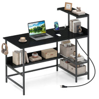 Tangkula 48" Reversible Computer Desk with Bookshelves