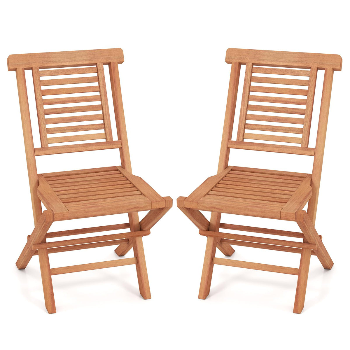 Tangkula Teak Wood Folding Patio Chairs Set of 2/4(25" x 19" x 35.5")