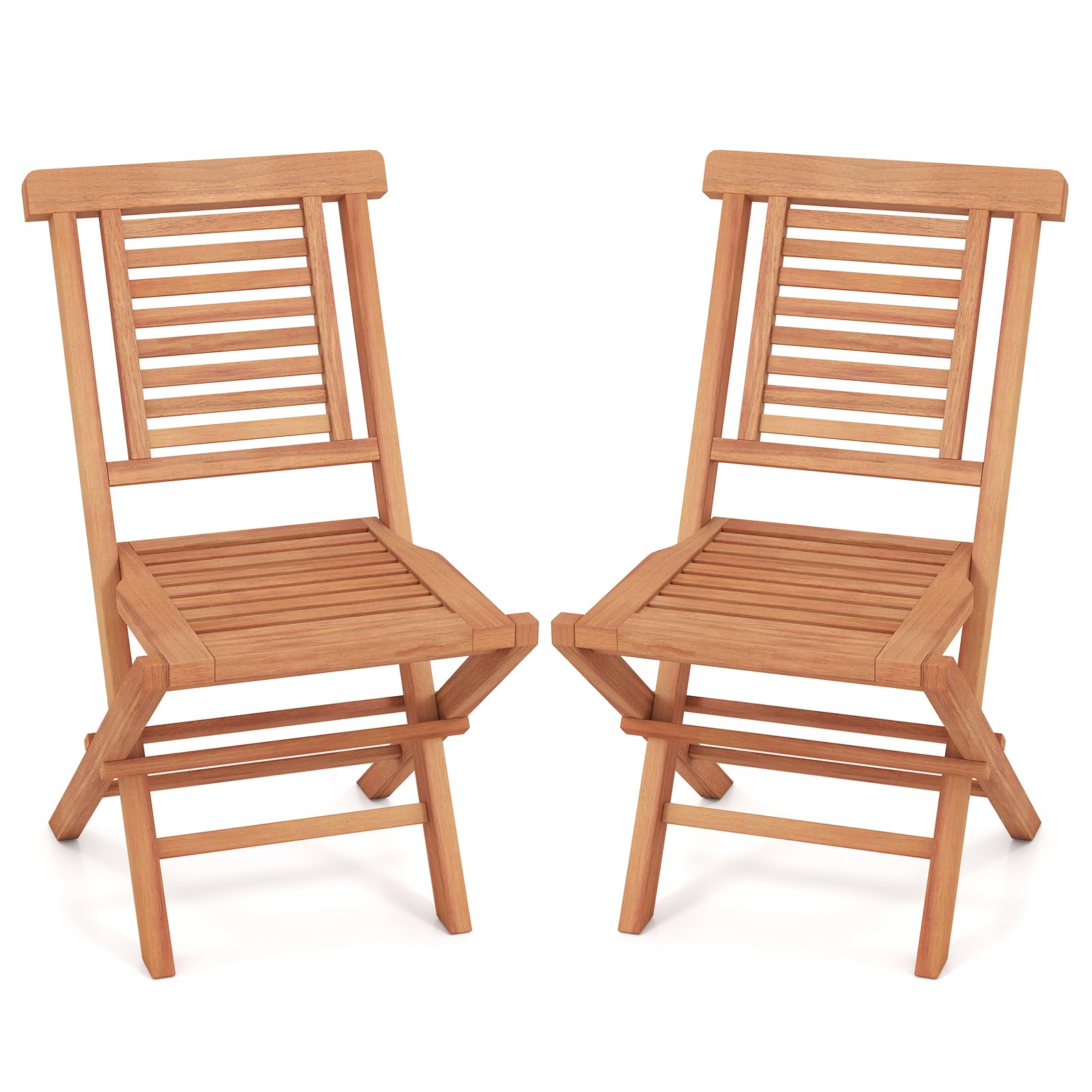 Tangkula Teak Wood Folding Patio Chairs Set of 2/4(25" x 19" x 35.5")