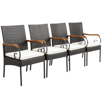 Ensemble de 2 chaises de jardin en rotin PE avec coussins souples zippés, cadre en métal robuste et osier toutes saisons