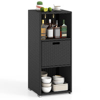 Tangkula Rattan Outdoor Storage Cabinet