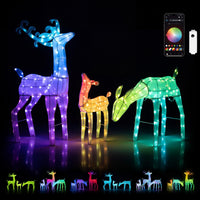 Tangkula 3-Piece RGB Lighted Christmas Deer Family Set with APP Control