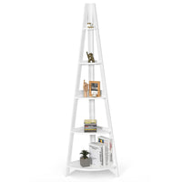 Tangkula 5 Tier Corner Shelf, 69 Inch Tall Corner Bookshelf Ladder Shelf Plant Stand for Living Room Home Office
