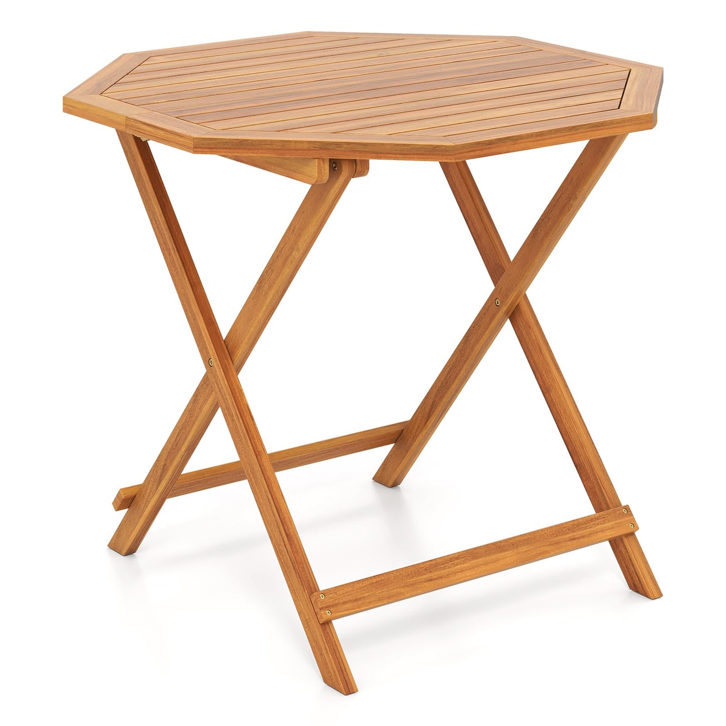 Tangkula 37.5" Acacia Wood Octagonal Folding Patio Table for 4