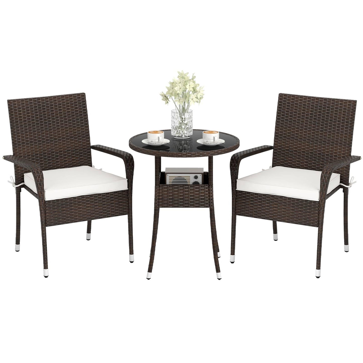 Tangkula 3 Piece Patio Furniture Set with Sturdy Metal Frame for Porch