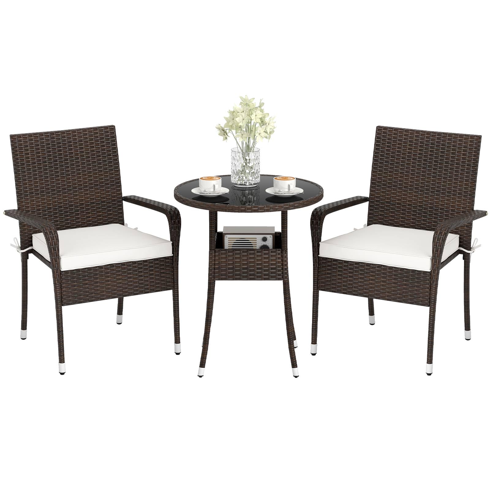 Tangkula 3 Piece Patio Furniture Set with Sturdy Metal Frame for Porch