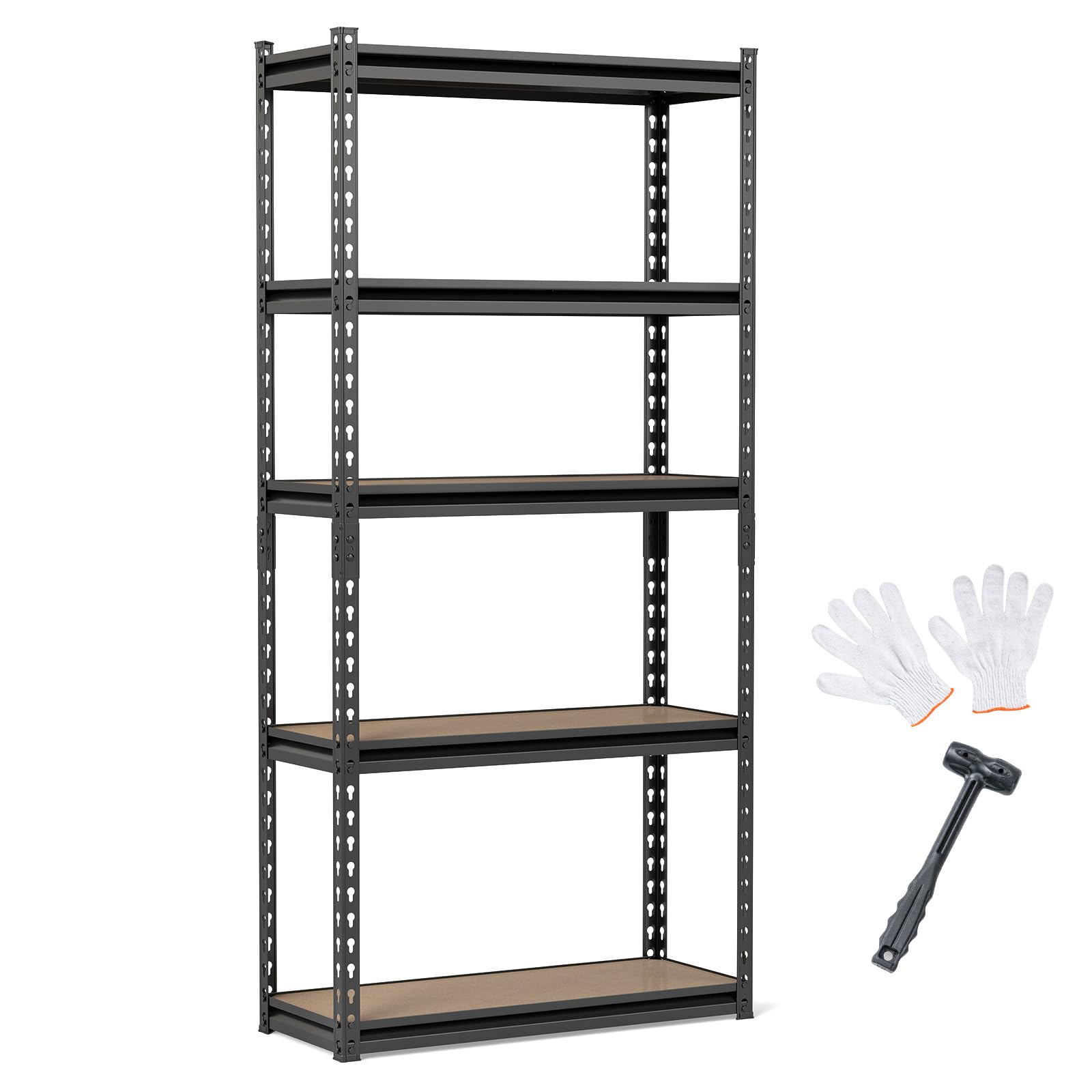 Tangkula 5-Tier Metal Storage Shelves with Adjustable Racks (1/2/3/4)
