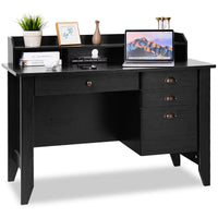 Tangkula 48" Computer Desk with 4 Storage Drawers & Hutch, Home Office Desk Vintage Desk