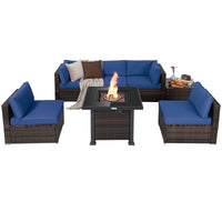 Tangkula 7 Pieces Patio Furniture Set with Fire Pit Table
