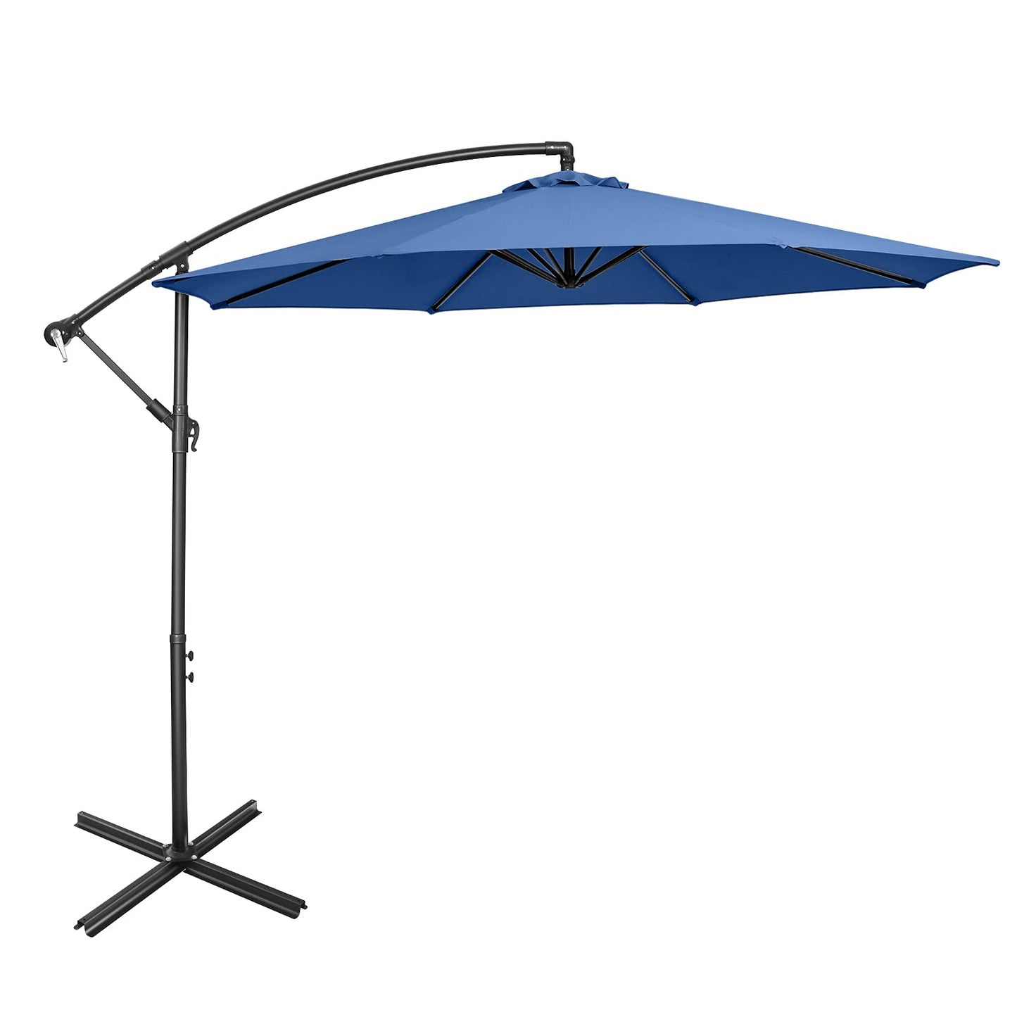 Tangkula 10 FT Patio Offset Umbrella with 8 Ribs, Outdoor Cantilever Umbrella with Cross Base and Crank
