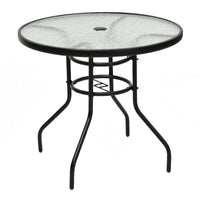 Tangkula 32" Round Outdoor Table with Tempered Glass Top