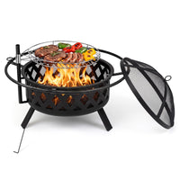 Tangkula Outdoor Round Wood Burning Fire Pit(30/36 in)