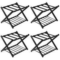 Tangkula Luggage Rack , Folding Metal Suitcase Luggage Stand, Double Tiers Luggage Holder with Shoe Shelf
