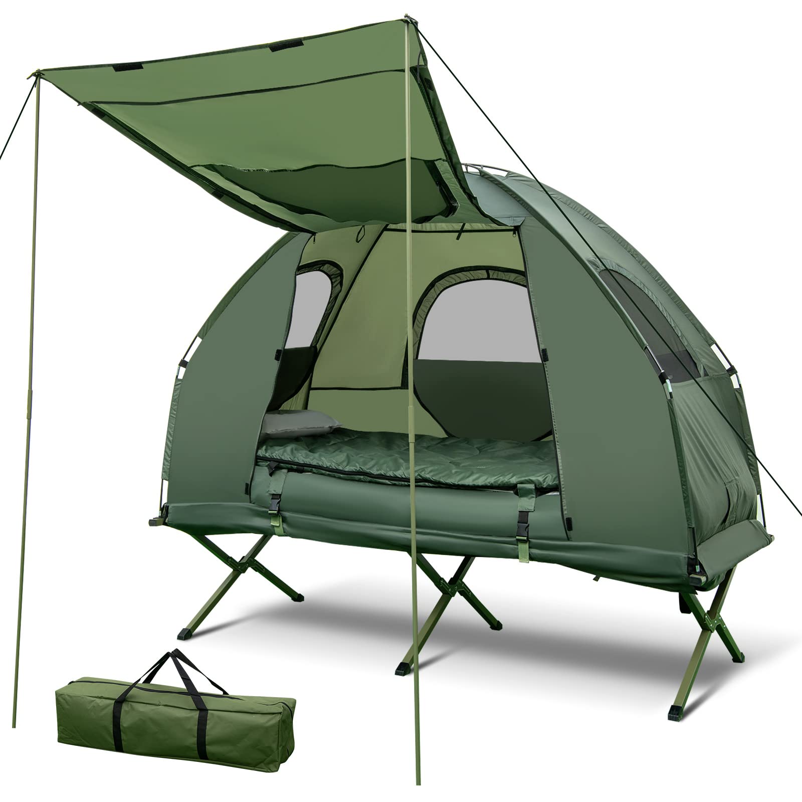 Tangkula 1-Person Tent Cot, Foldable Camping Tent with Air Mattress