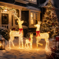 Tangkula 3-Piece Christmas Lighted Reindeer Family Set