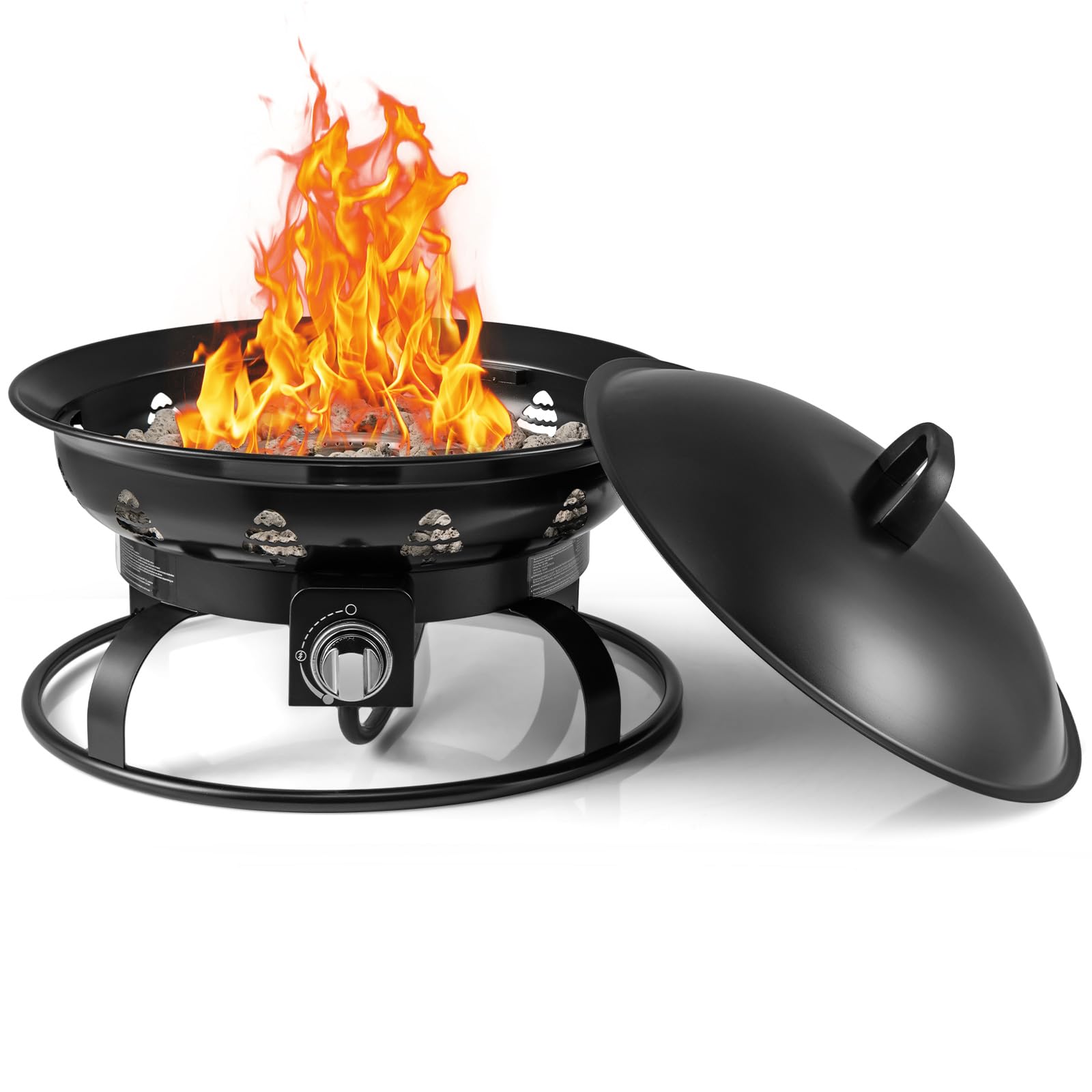 Tangkula 21 Inch Diameter Patio Portable Fire Bowl with Cover