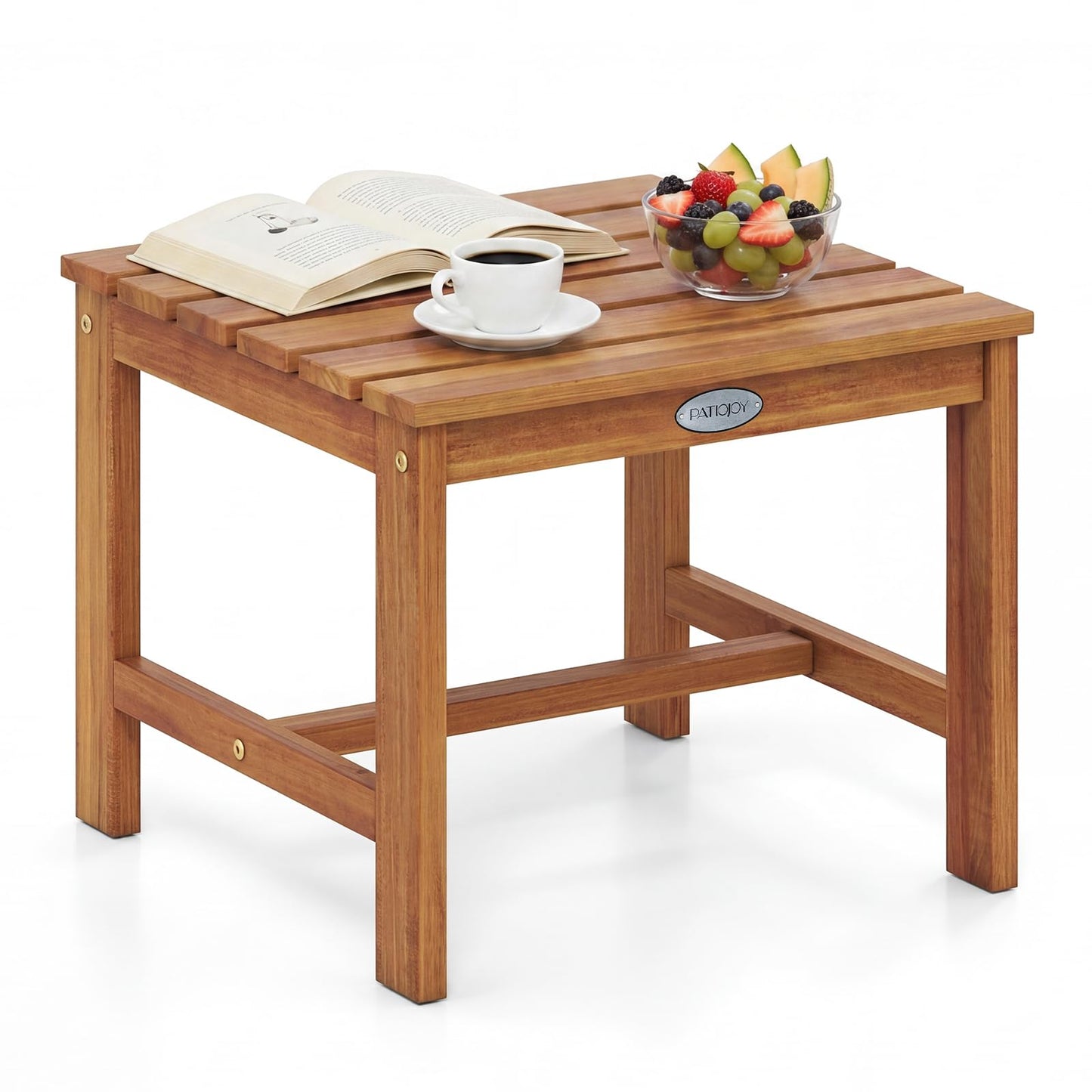 Tangkula 17" Patio Acacia Wood Side Table