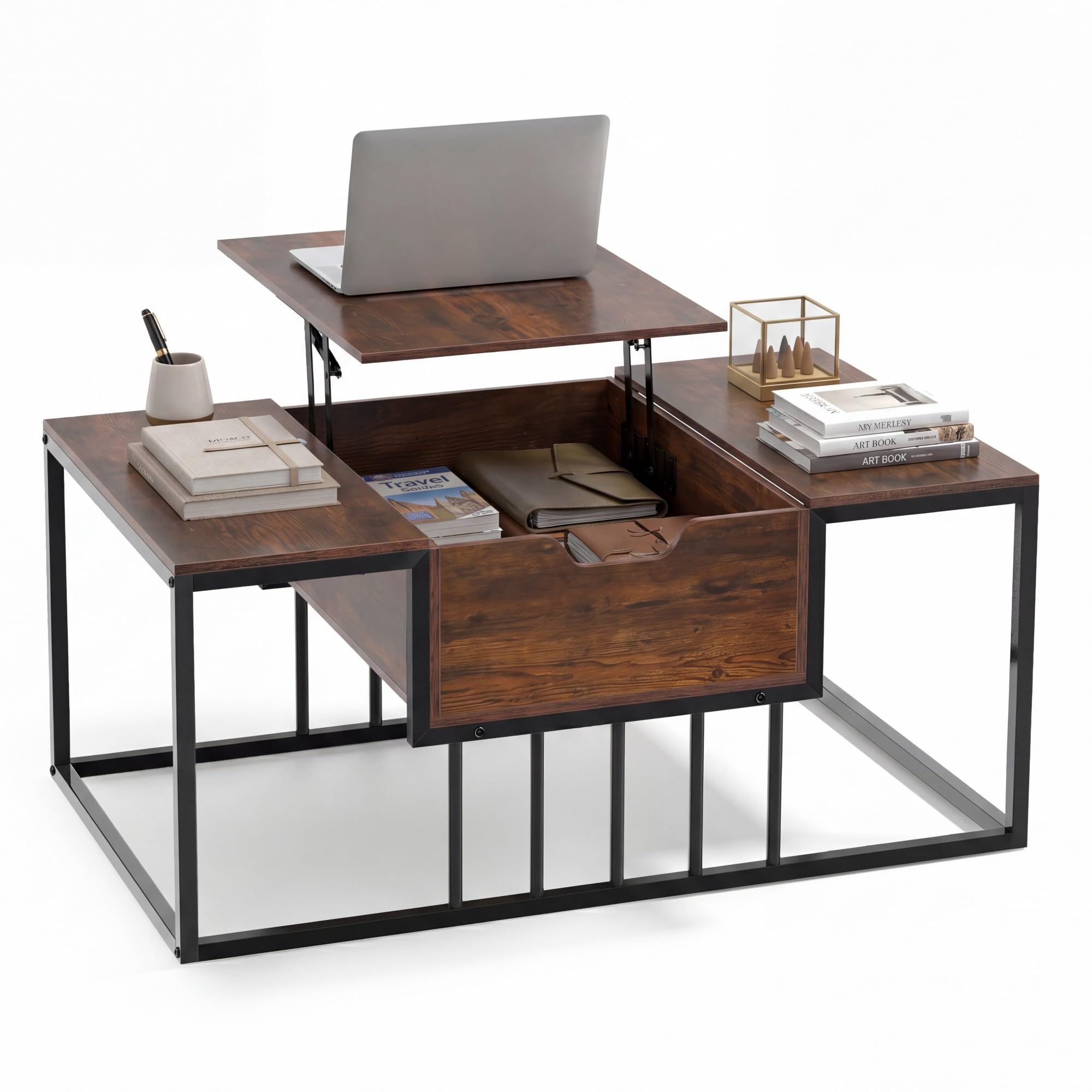 Tangkula Lift Top Coffee Table with Hidden Storage for Living Room