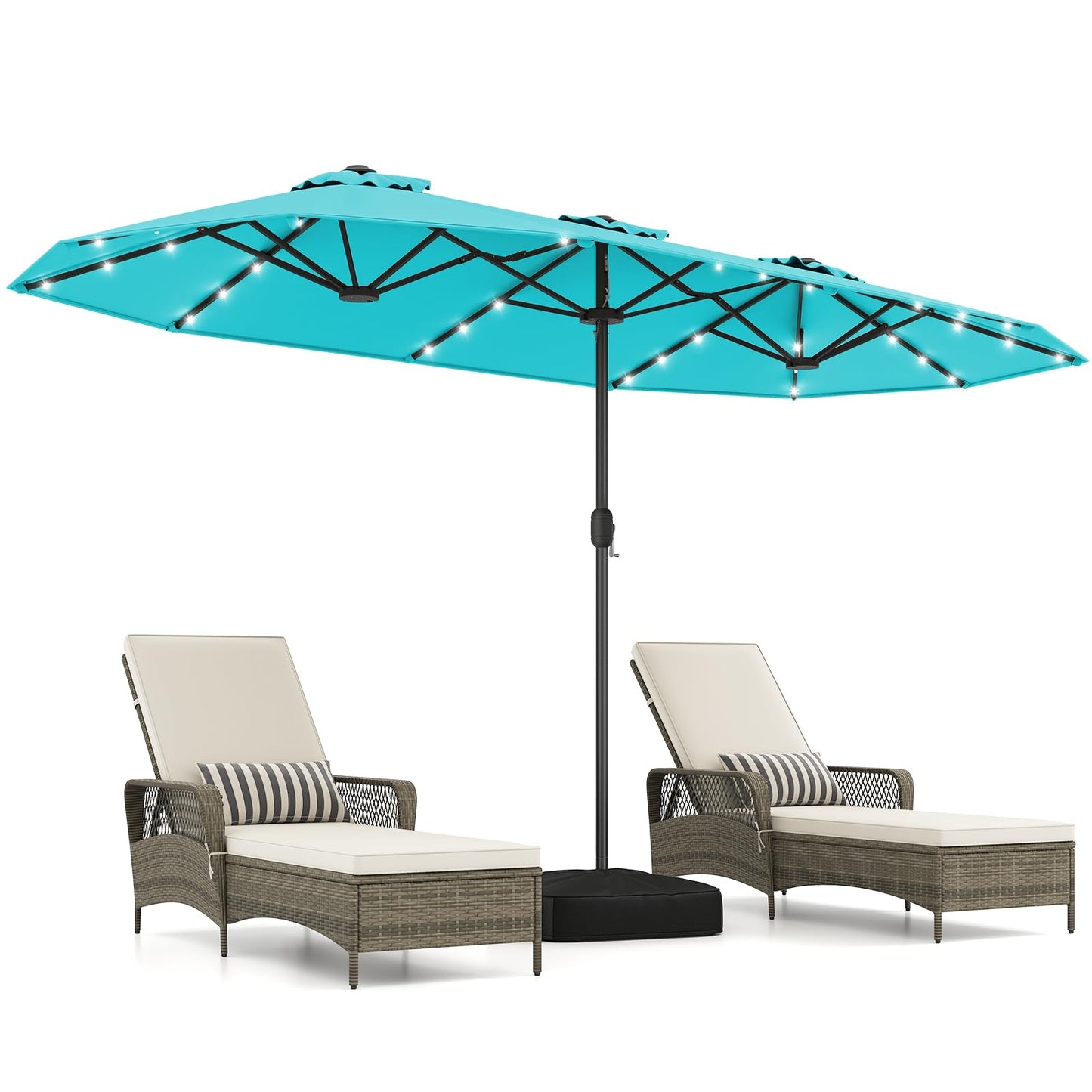 Tangkula 13FT Double-sided Patio Umbrella with Solar Lights