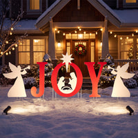 Tangkula 5 Pieces Outdoor Christmas Joy & Angels Nativity Yard Signs Set