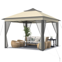 Tangkula 11x11 Ft Pop up Gazebo, 2-Tier Patio Gazebo with Netting, Carry Bag