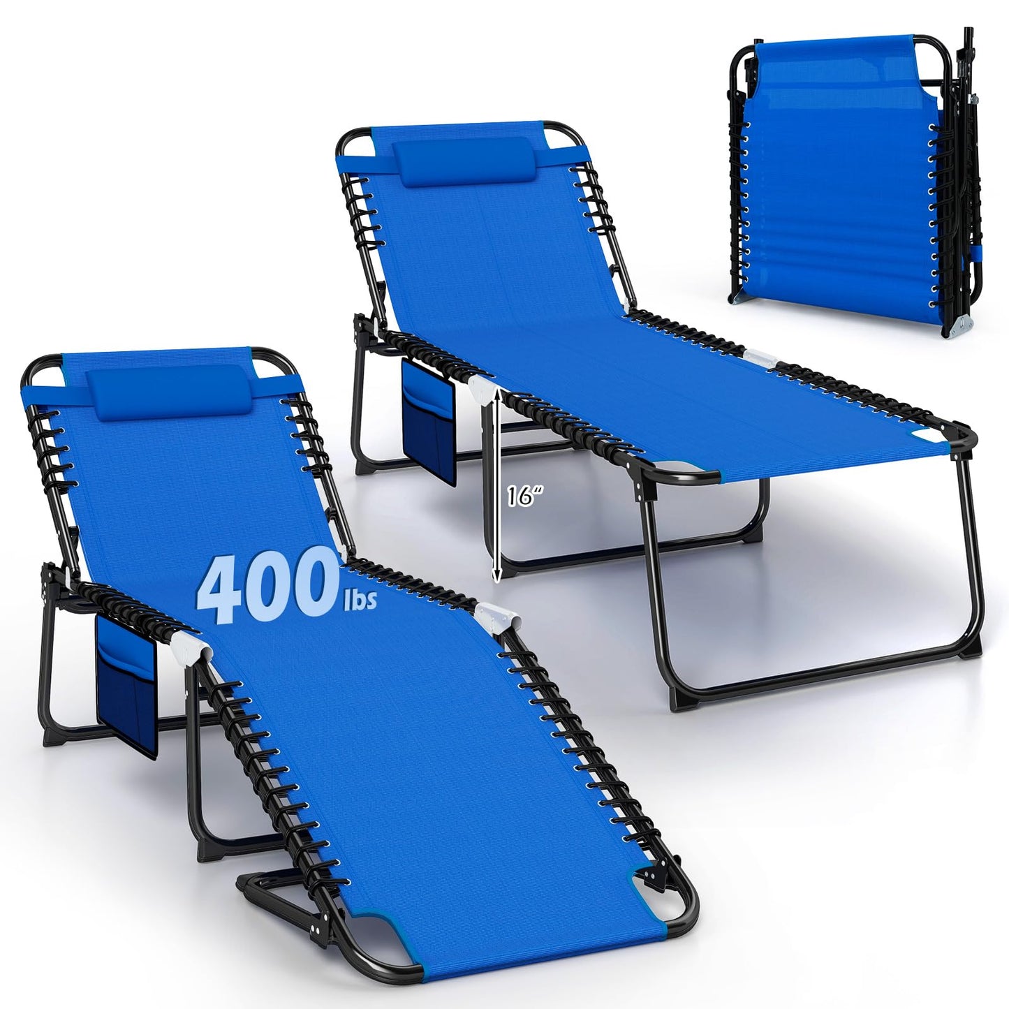Tangkula Widen Folding Chaise Lounge Chair Set of 1/2