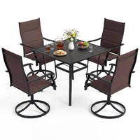 Tangkula 4 Swivel Chairs and 37" Square Patio Table with Umbrella Hole