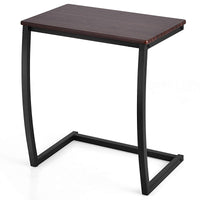 Tangkula C Shaped Couch Side Table with Steel Frame for Bed