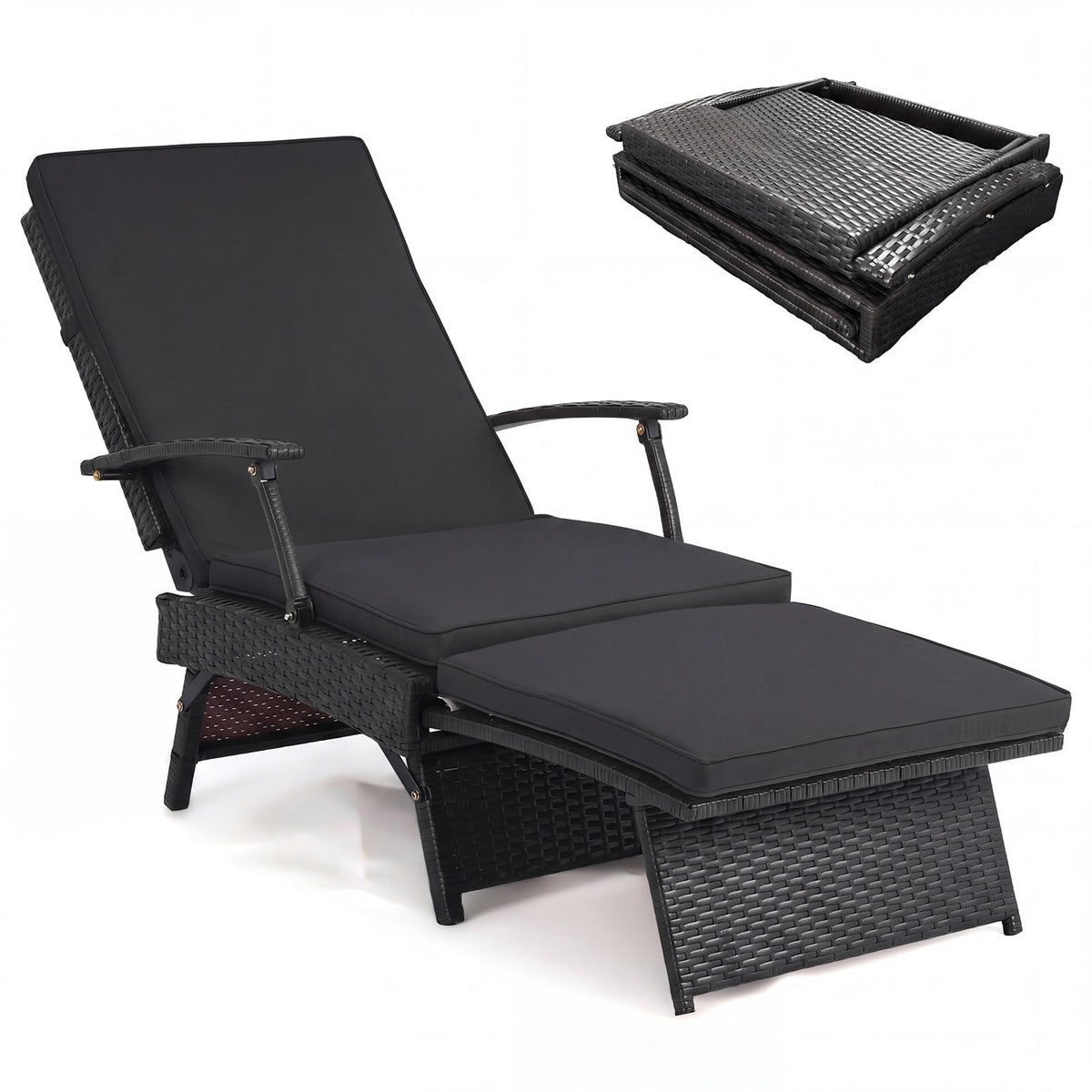 Tangkula Folding Wicker Chaise Lounge(1/2)