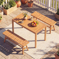 Tangkula 3 Pieces Acacia Wood Patio Dining Set