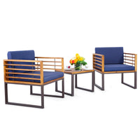 Tangkula 3 Pieces Acacia Wood Patio Bistro Set