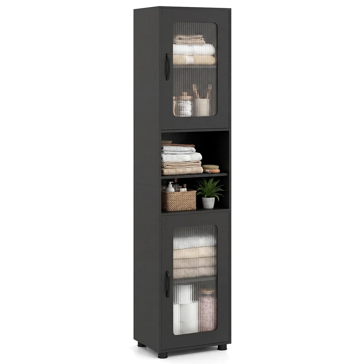 Tangkula 67” Tall Bathroom Cabinet, Slim Floor Storage Cabinet