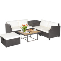 Tangkula 7 Pieces Outdoor Hand-Woven PE Wicker Furniture Set