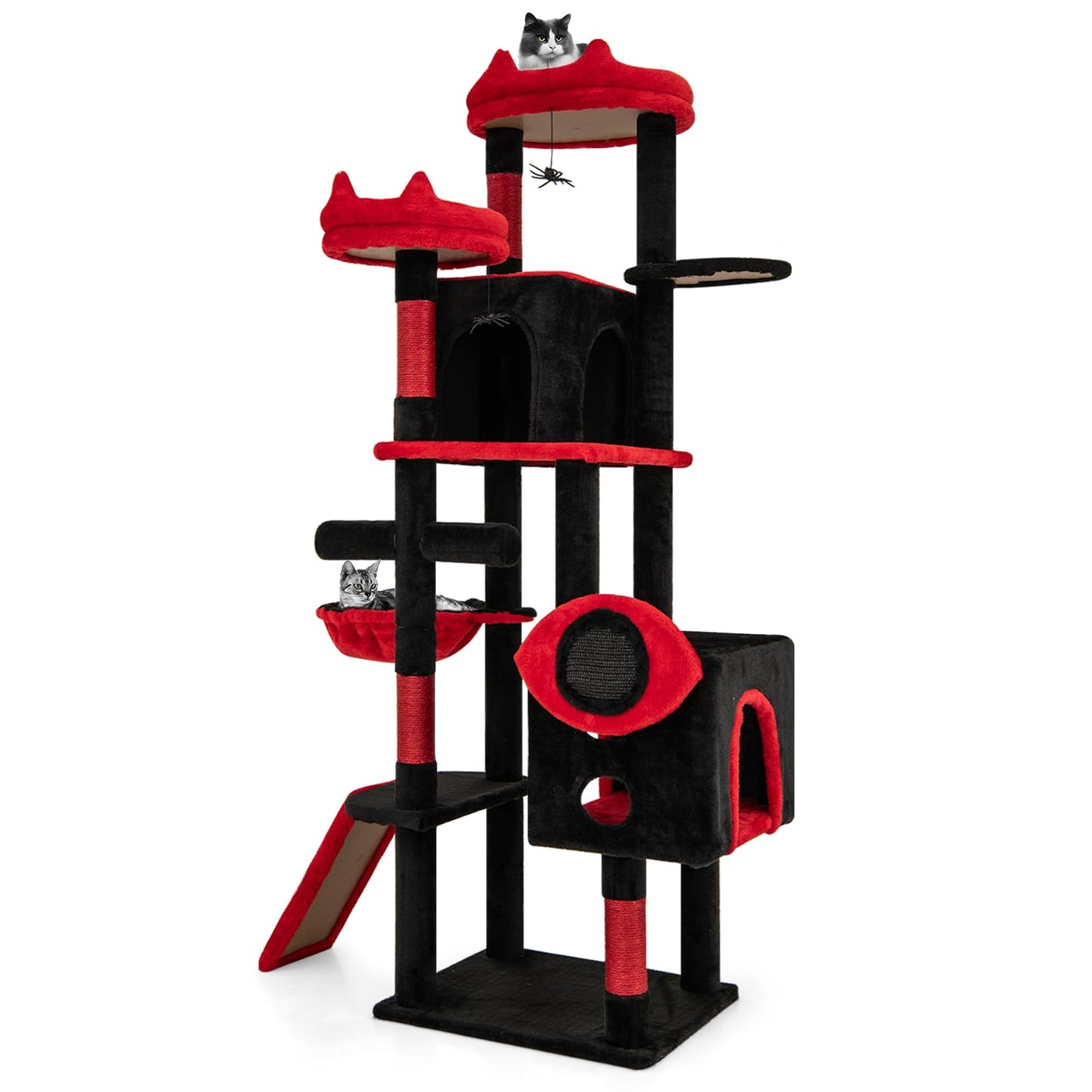 Arbre à chat gothique Tangkula avec poteaux à gratter en sisal et rampe