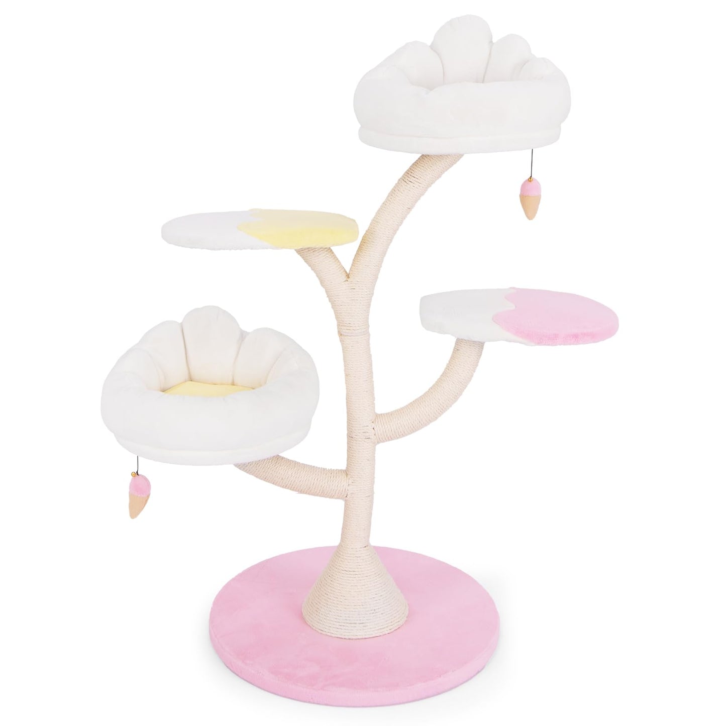 Tangkula Arbre à chat mignon multicouche de 123 cm avec poteaux à griffer recouverts de sisal