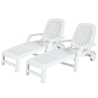 Outdoor Chaise Lounge Chair, 5-Position Adjustable Recliner with Storage Box and Flexible Wheels