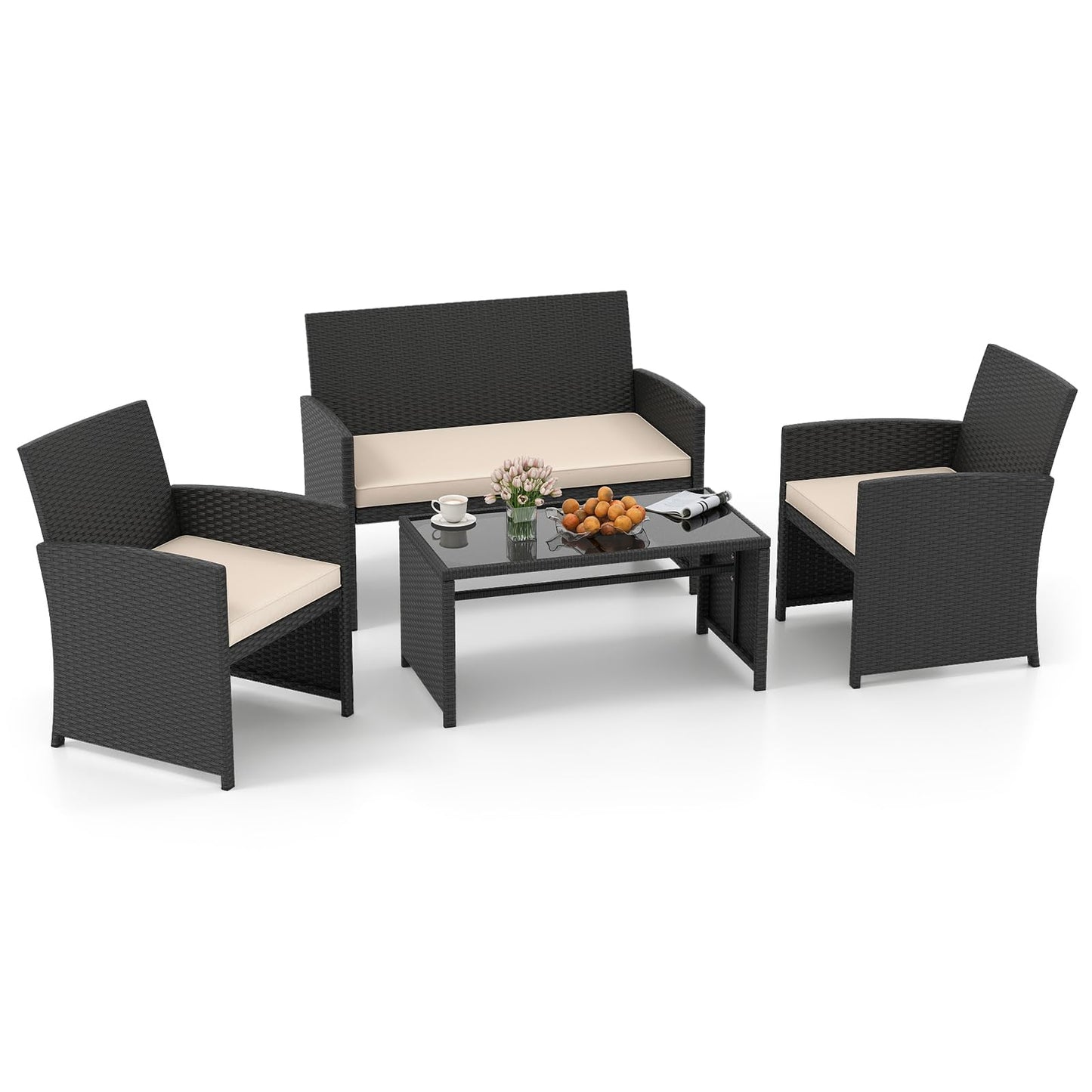 Tangkula Patio Wicker Furniture Set for Backyard