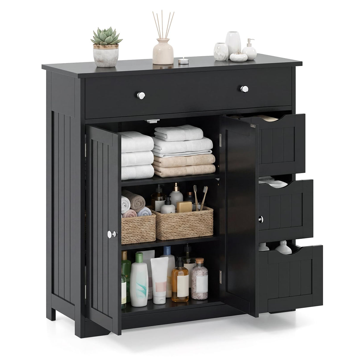 Meuble de salle de bain Tangkula avec tiroirs
