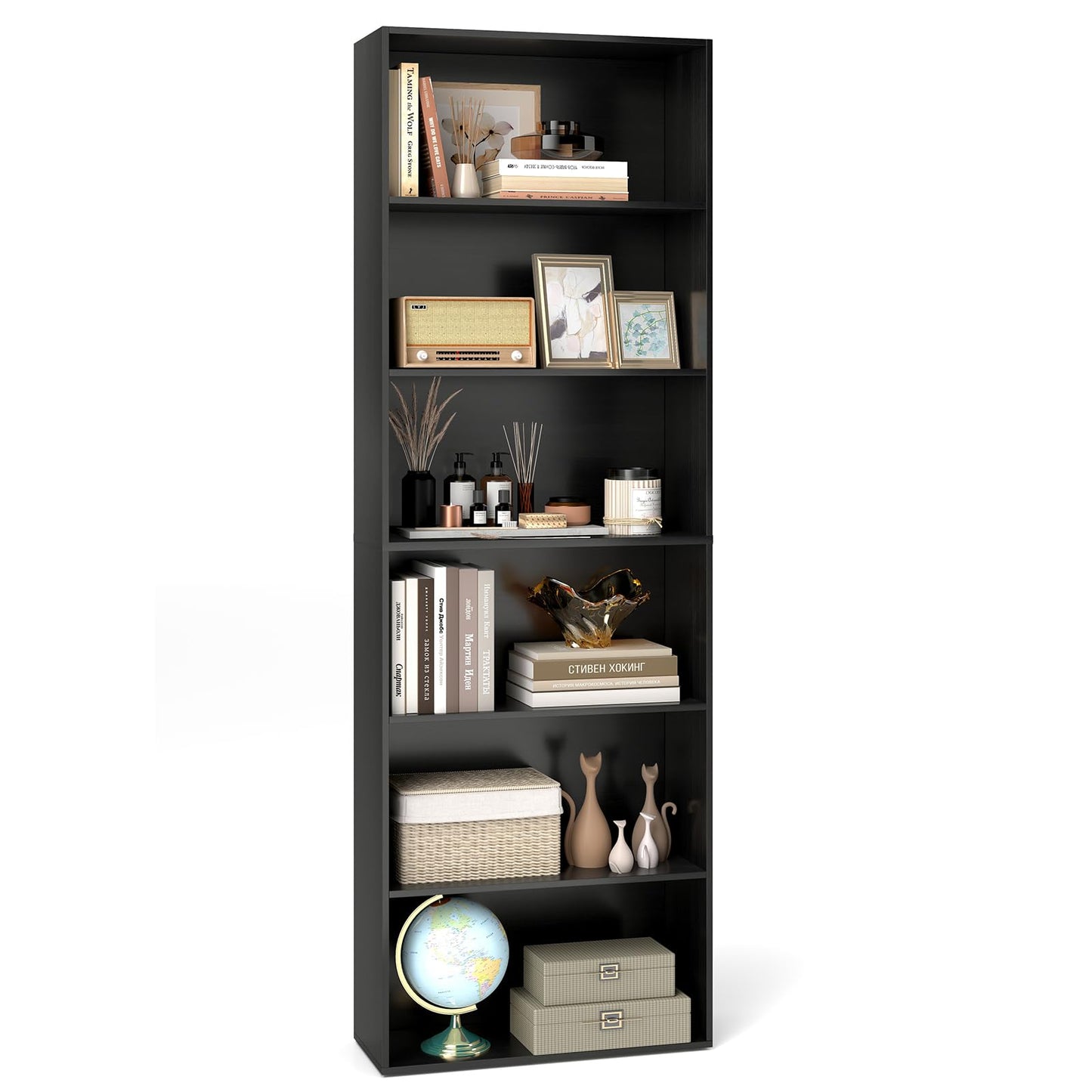 Tangkula 6-Tier Bookcase, 70” Tall Freestanding Bookshelf with 6 Open Shelves