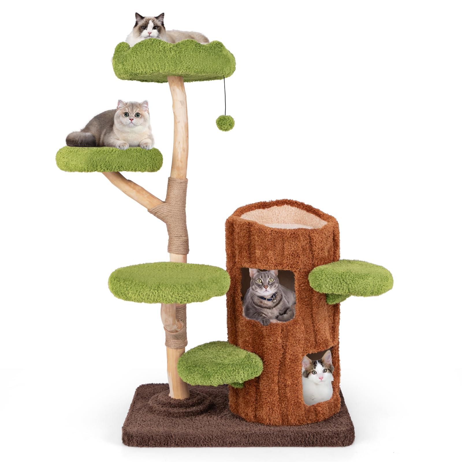 Tangkula Solid Wood Cat Tree for Indoor Cats Large Adult