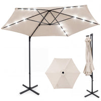 Tangkula 10ft Patio Umbrella with Solar Lights(9.6 x 9.6 x 8 ft)