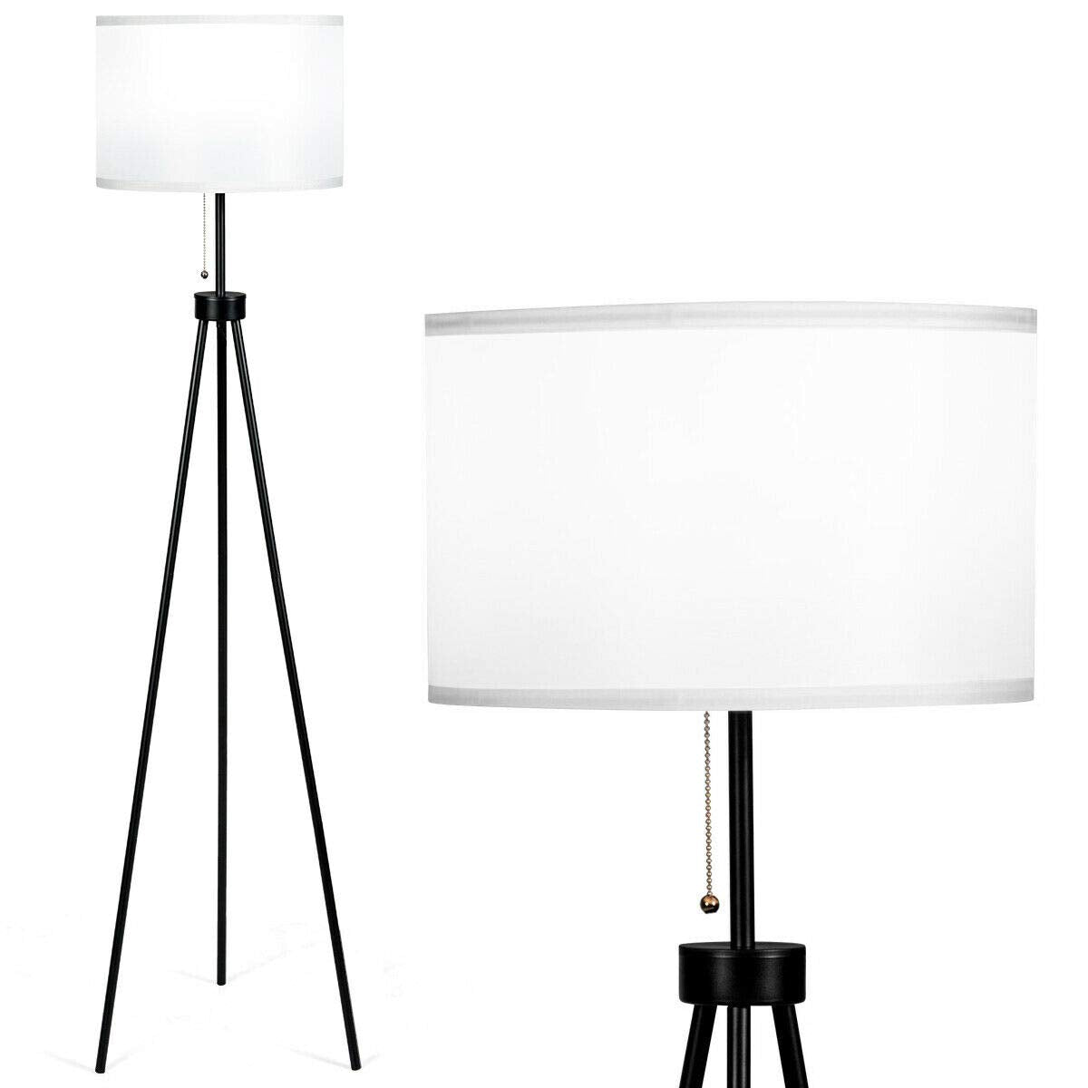 Tangkula 60.5" Metal Tripod Floor Lamp, Contemporary Minimalist Standing Floor Light with Iron Legs