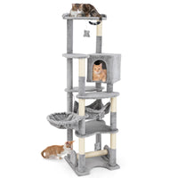 Tangkula Tall Cat Tree, 69 Inch Multi-Level Cat Tower with Sisal Scratching Post, Private Condo